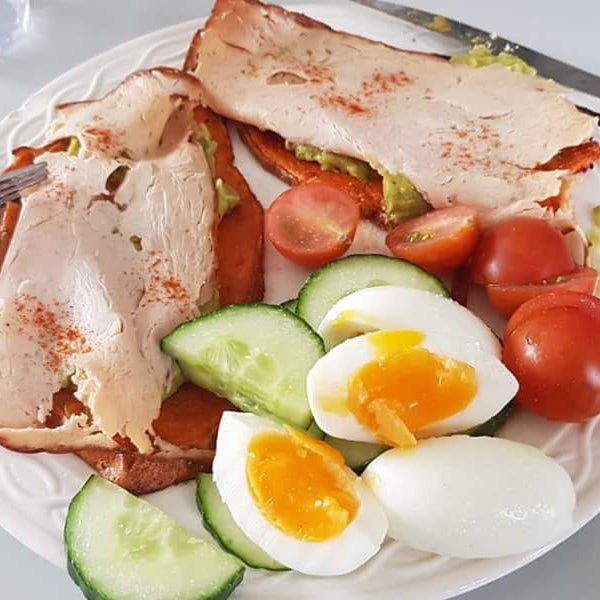 Toast van zoete aardappel met kipfilet Afslanken met Koolhydraatarme