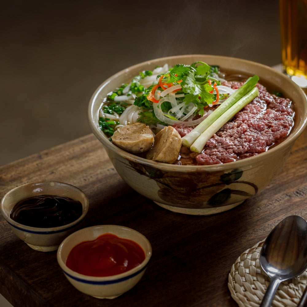 Vietnamese Pho met kelpnoodles en gamba's